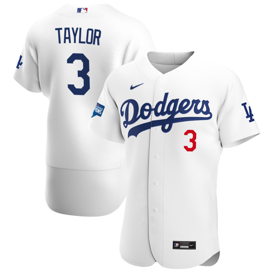 Los Angeles Dodgers #3 Chris Taylor Men Nike White Home 2020 World Series Champions Authentic Player MLB Jersey->los angeles dodgers->MLB Jersey